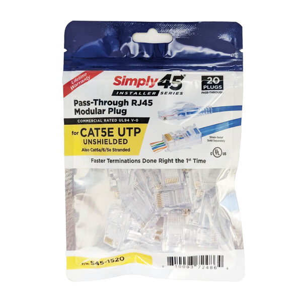 S45-1520 - Simply45® Cat5e PassThru RJ45 blue 20pc