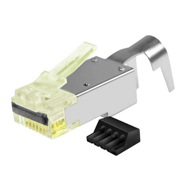 S45-1755P – Simply45® ProSeries 10G Cat6a/7/7a Shielded External Ground – Pass-Through RJ45 with Cap45® & Bar45® 50 pc/Jar - Image 2