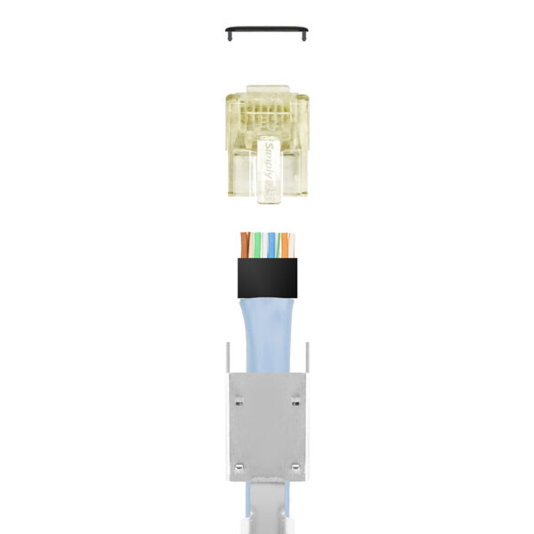 S45-1755P – Simply45® ProSeries 10G Cat6a/7/7a Shielded External Ground – Pass-Through RJ45 with Cap45® & Bar45® 50 pc/Jar - Image 3