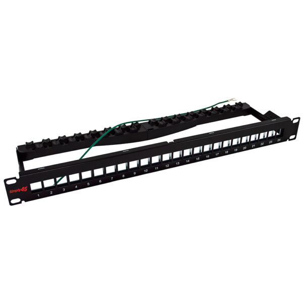 S45-2024SU – 24 Port Shielded Unloaded Keystone Patch Panel - 1ea./Boxed