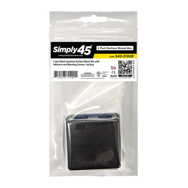 S45-3102B - 2 port Surface Mount Box, Black - Image 2