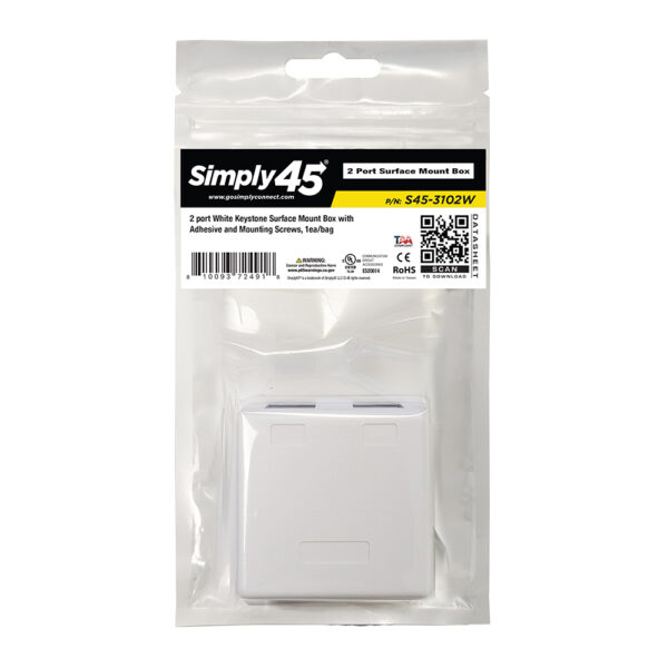 S45-3102W - 2 port Surface Mount Box, White - Image 2