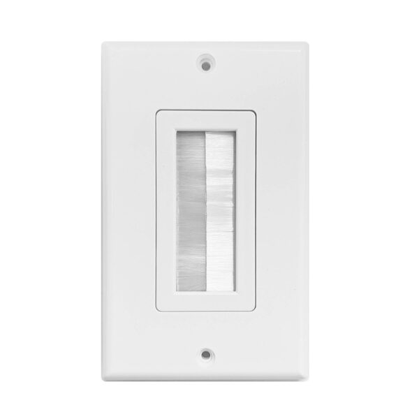 S45-3201BPW-5 - 2 Port Brush Wall Plate, White, 5 Pack - Image 2