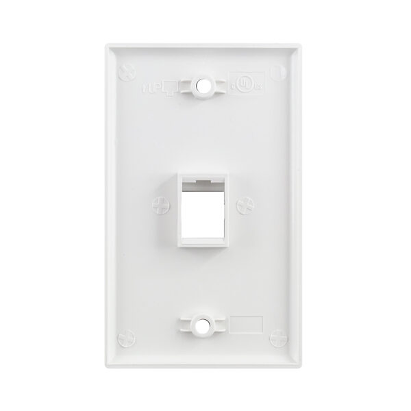 S45-3201W - 1 PORT - KEYSTONE WALL PLATE - STANDARD SINGLE GANG, UL - WHITE - 1 EA/BAG - Image 2