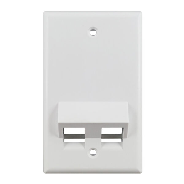 S45-3202AW - 2 PORT ANGLED KEYSTONE WALL PLATE, SINGLE GANG, UL ABS WHITE - 1 EA/BAG
