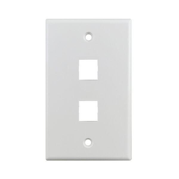 S45-3202W-25 - 2 PORT - KEYSTONE WALL PLATE - STANDARD SINGLE GANG, UL - WHITE - 1EA/Bag, 25/Pack - Image 2