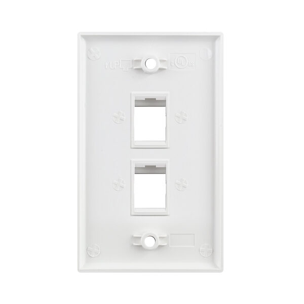S45-3202W-25 - 2 PORT - KEYSTONE WALL PLATE - STANDARD SINGLE GANG, UL - WHITE - 1EA/Bag, 25/Pack - Image 3