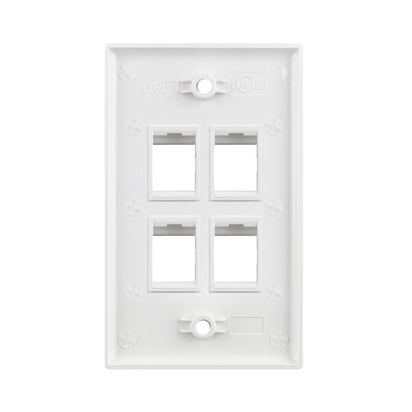 S45-3204W - 4 PORT - KEYSTONE WALL PLATE - STANDARD SINGLE GANG, UL - WHITE - 1 EA/BAG - Image 2