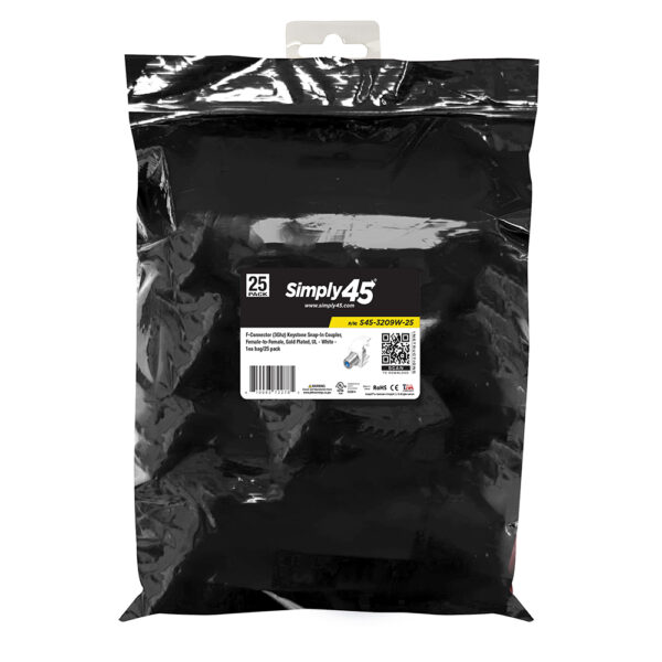 S45-3209W-25 - F-Connector (3Ghz) Keystone Snap-in Inserts - White - 1EA/Bag, 25/Pack - Image 3