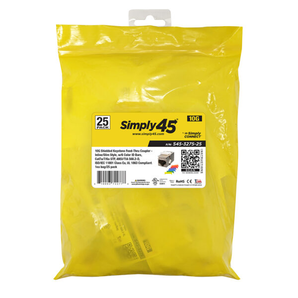 S45-3275-25 - 10G Shielded Keystone Feed-Thru Coupler - 1EA/Bag, 25/Pack - Image 4