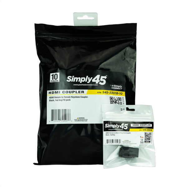 S45-3301B-10 - HDMI Keystone Coupler, Black, 10 Pack