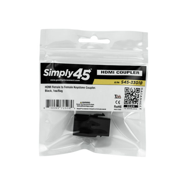 S45-3301B-10 - HDMI Keystone Coupler, Black, 10 Pack - Image 5