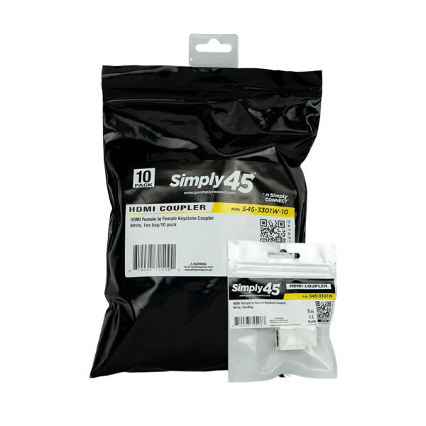 S45-3301W-10 - HDMI Keystone Coupler, White, 10 Pack