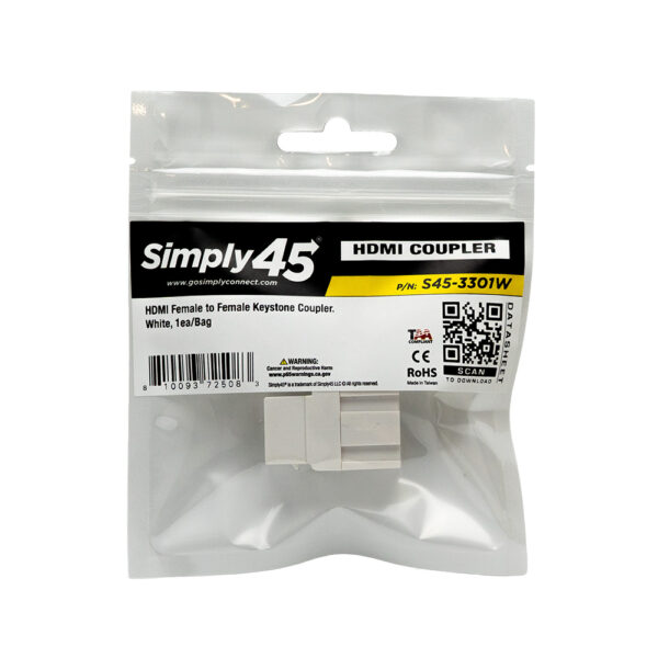 S45-3301W - HDMI Keystone Coupler, White - Image 3