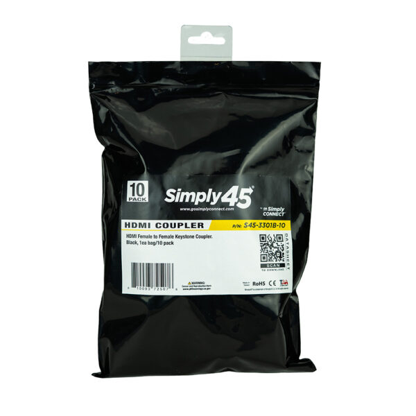 S45-3301B-10 - HDMI Keystone Coupler, Black, 10 Pack - Image 4