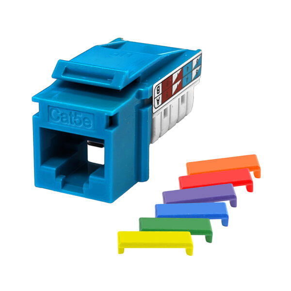 S45-3590BL - Cat5e Unshielded 90 Degree Keystone Jack - Blue