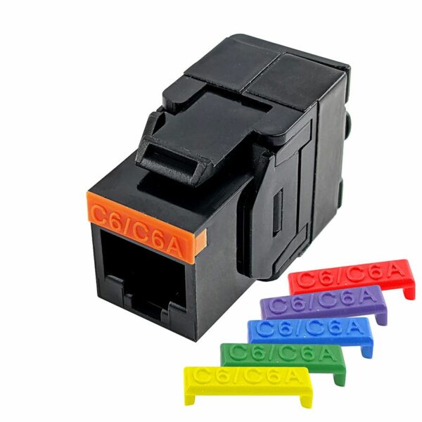 S45-3600B - Cat6/6A UTP 180 Degree Keystone Jack 110 Style - Toolless - Black