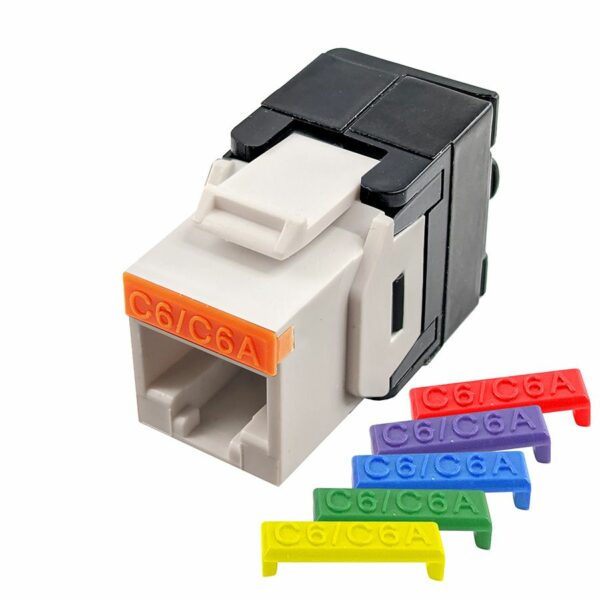 S45-3600W-25 - Cat6/6A UTP 180 Degree Keystone Jack 110 Style - Toolless - White - 25ea/Bag - Image 2