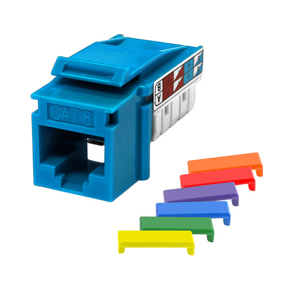 S45-3690BL - Cat6 Unshielded 90 Degree Keystone Jack - Blue - 1 EA/BAG