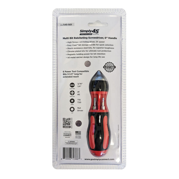 S45-501 - 7-in-1 multi bit ratcheting screwdriver, 9" - Image 3