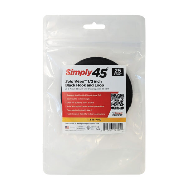 S45-7012 - 1/2-inch Black Hook and Loop, 25’ - 1ea bag. - Image 2