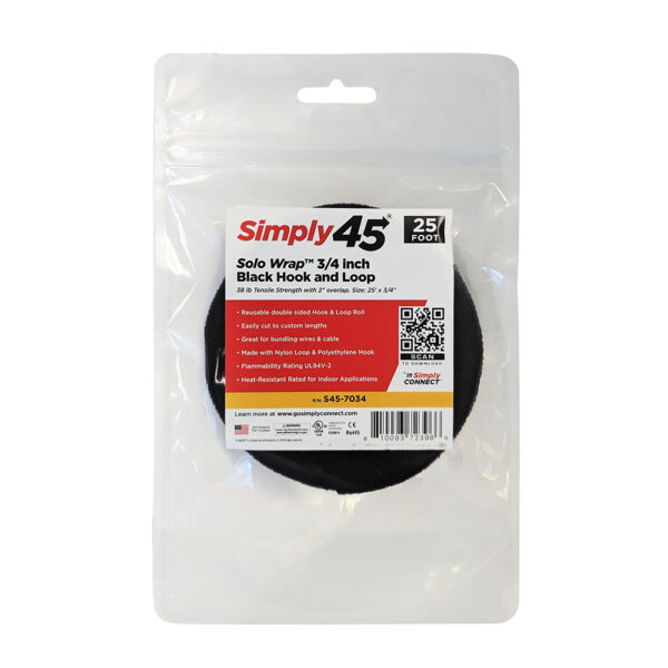 S45-7034 - 3/4-inch Black Hook and Loop, 25’ - 1ea Bag - Image 2
