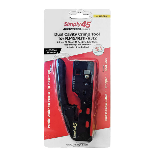 S45-C110 – Installer Series Dual Cavity Crimp Tool for STP/UTP Standard & Pass-Through RJ45 and RJ11 Connectors – 1ea/Blister Card - Image 3