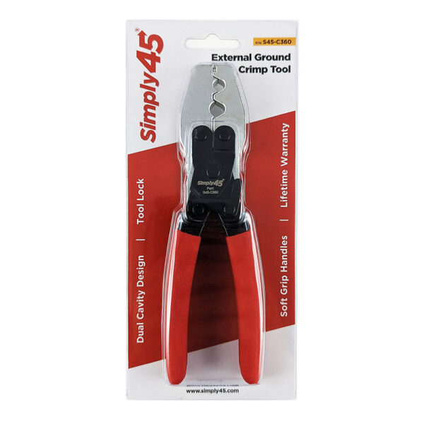S45-C360 – Simply45® Dual Cavity External Ground Crimp Tool – For Small and Large Cables - 1ea/Blister Card - Image 2