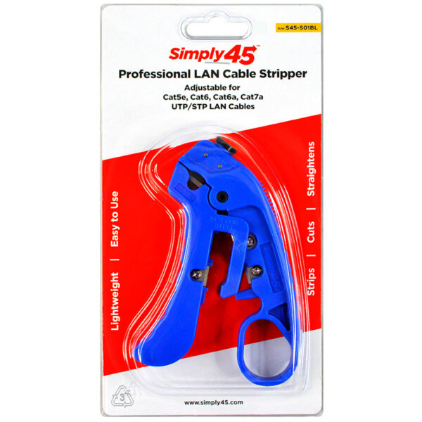 S45-S01BL – Blue Adjustable LAN Cable Stripper for Shielded & Unshielded Cat5e/6/6a/7a - 1 ea./Blister Card - Image 2