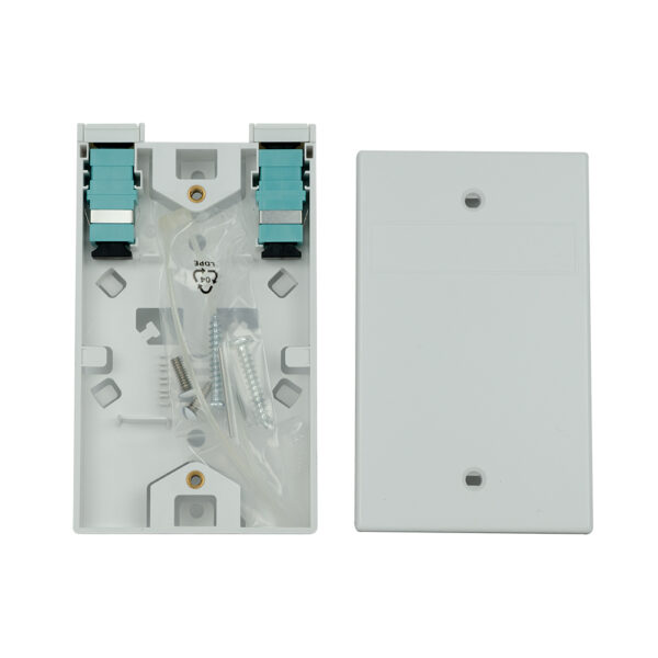 SF-3302SCW - 2 Port Fiber box, SC MM Aqua, white - Image 2