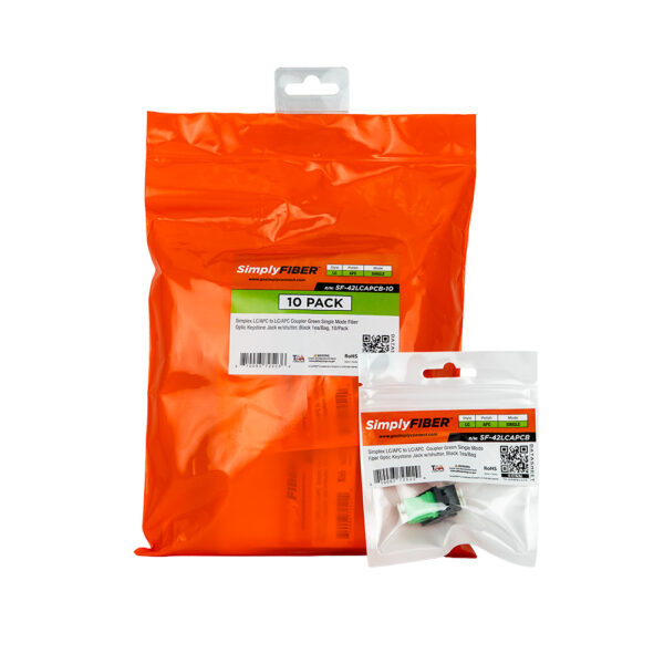SF-42LCAPCB-10 - LC/APC to LC/APC Green SM Keystone, Black, 10 Pack