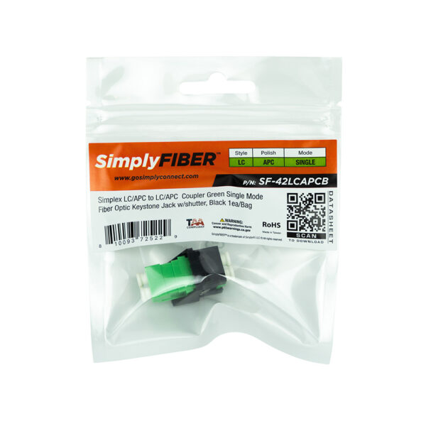 SF-42LCAPCB - LC/APC to LC/APC Green SM Keystone, Black - Image 3