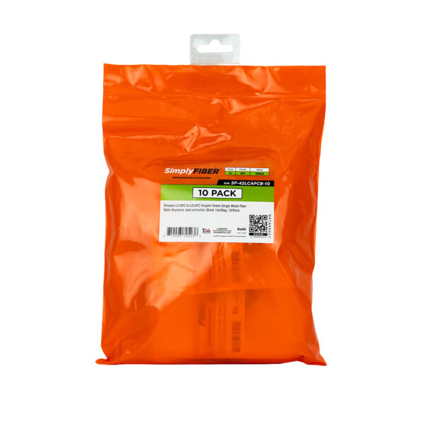 SF-42LCAPCB-10 - LC/APC to LC/APC Green SM Keystone, Black, 10 Pack - Image 4