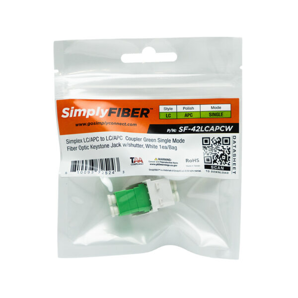 SF-42LCAPCW - LC/APC to LC/APC Green SM Keystone, White - Image 3