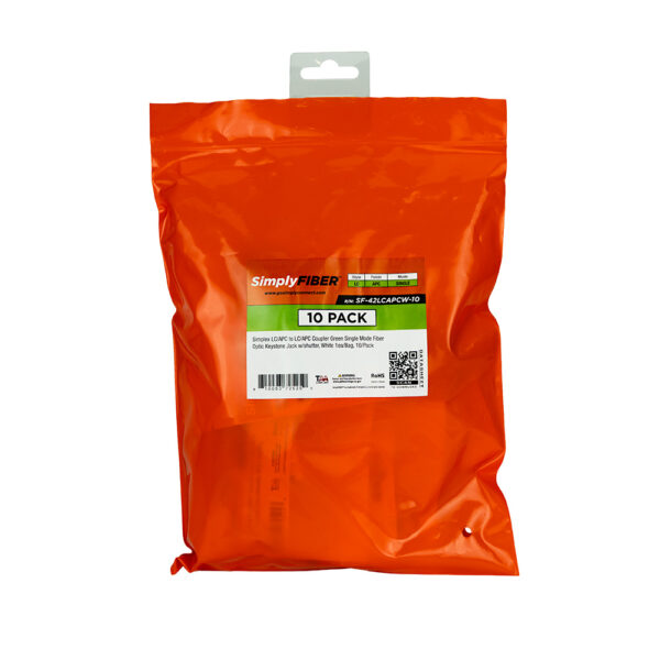 SF-42LCAPCW-10 - LC/APC to LC/APC Green SM Keystone, White, 10 Pack - Image 4