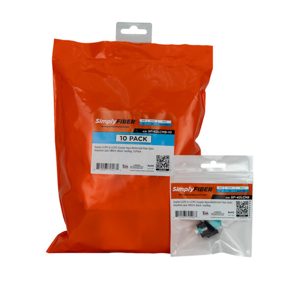 SF-42LCMB-10 - LC/PC to LC/PC Aqua MM Keystone, Black, 10 Pack