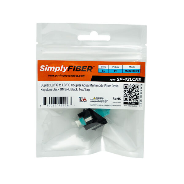 SF-42LCMB - LC/PC to LC/PC Aqua MM Keystone, Black - Image 3