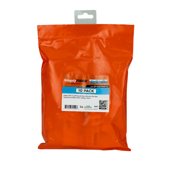SF-42LCMW-10 - LC/PC to LC/PC Aqua MM Keystone, White, 10 Pack - Image 4