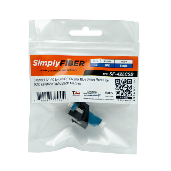 SF-42LCSB - LC/UPC to LC/UPC Blue SM Keystone, Black - Image 3