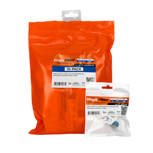 SF-42LCSW-10 - LC/UPC to LC/UPC Blue SM Keystone, White, 10 Pack