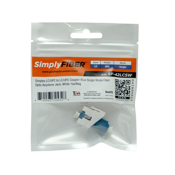 SF-42LCSW - LC/UPC to LC/UPC Blue SM Keystone, White - Image 3
