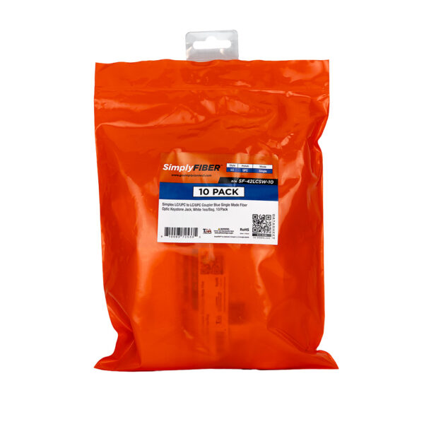 SF-42LCSW-10 - LC/UPC to LC/UPC Blue SM Keystone, White, 10 Pack - Image 4