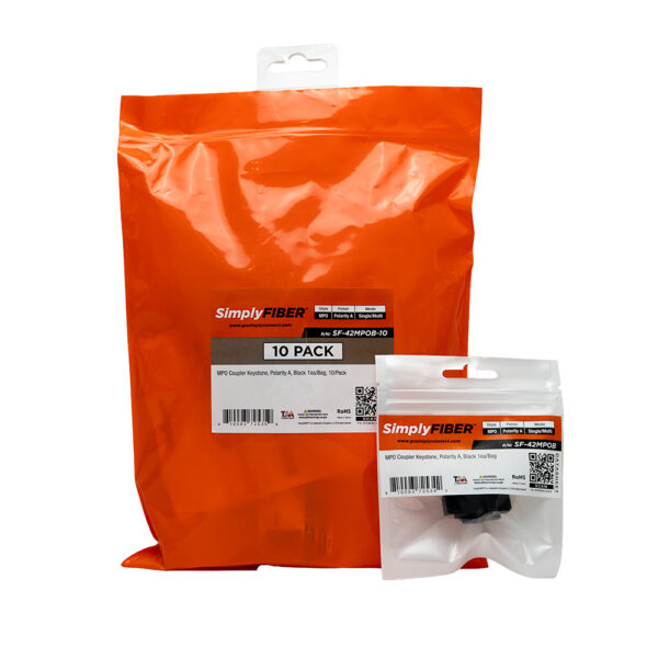 SF-42MPOB-10 - MPO Adapter, polarity A, Black 1ea/Bag, 10/Pack