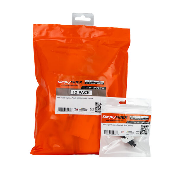 SF-42MPOW-10 - MPO Adapter, polarity A, White 1ea/Bag, 10/Pack