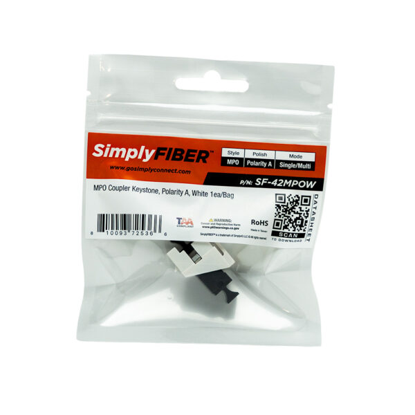 SF-42MPOW-10 - MPO Adapter, polarity A, White 1ea/Bag, 10/Pack - Image 5
