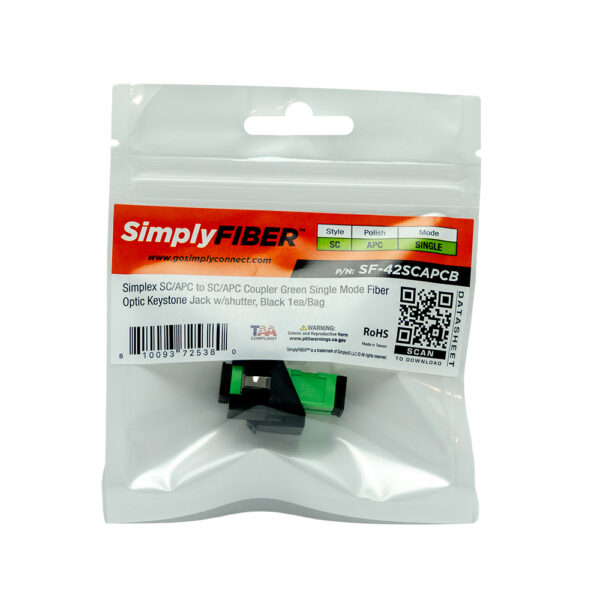SF-42SCAPCB-10 - SC/APC to SC/APC Green SM Keystone, Black, 10 Pack - Image 5