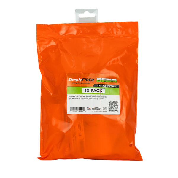 SF-42SCAPCW-10 - SC/APC to SC/APC Green SM Keystone, White, 10 Pack - Image 4