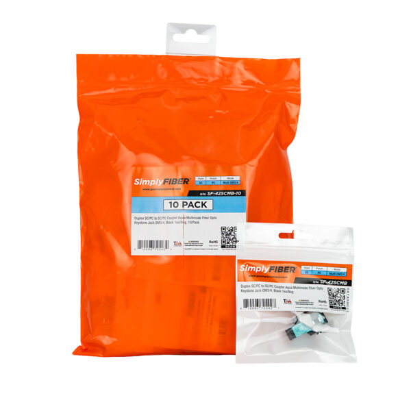 SF-42SCMB-10 - SC/PC to SC/PC Aqua MM Keystone, Black, 10 Pack