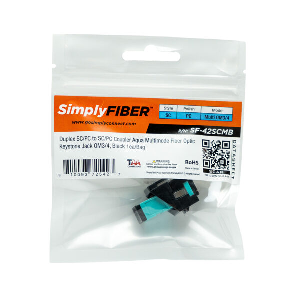SF-42SCMB - SC/PC to SC/PC Aqua MM Keystone, Black - Image 3