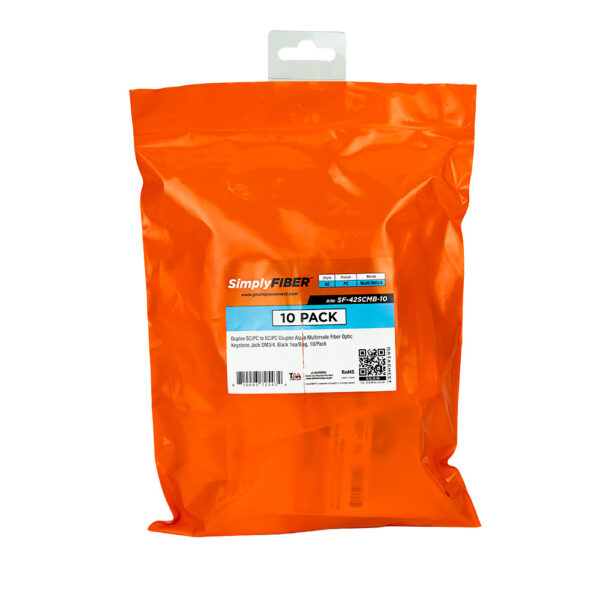 SF-42SCMB-10 - SC/PC to SC/PC Aqua MM Keystone, Black, 10 Pack - Image 4
